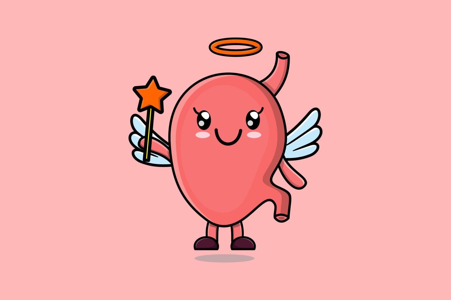 Cute Cartoon Stomach character in form of fairy vector