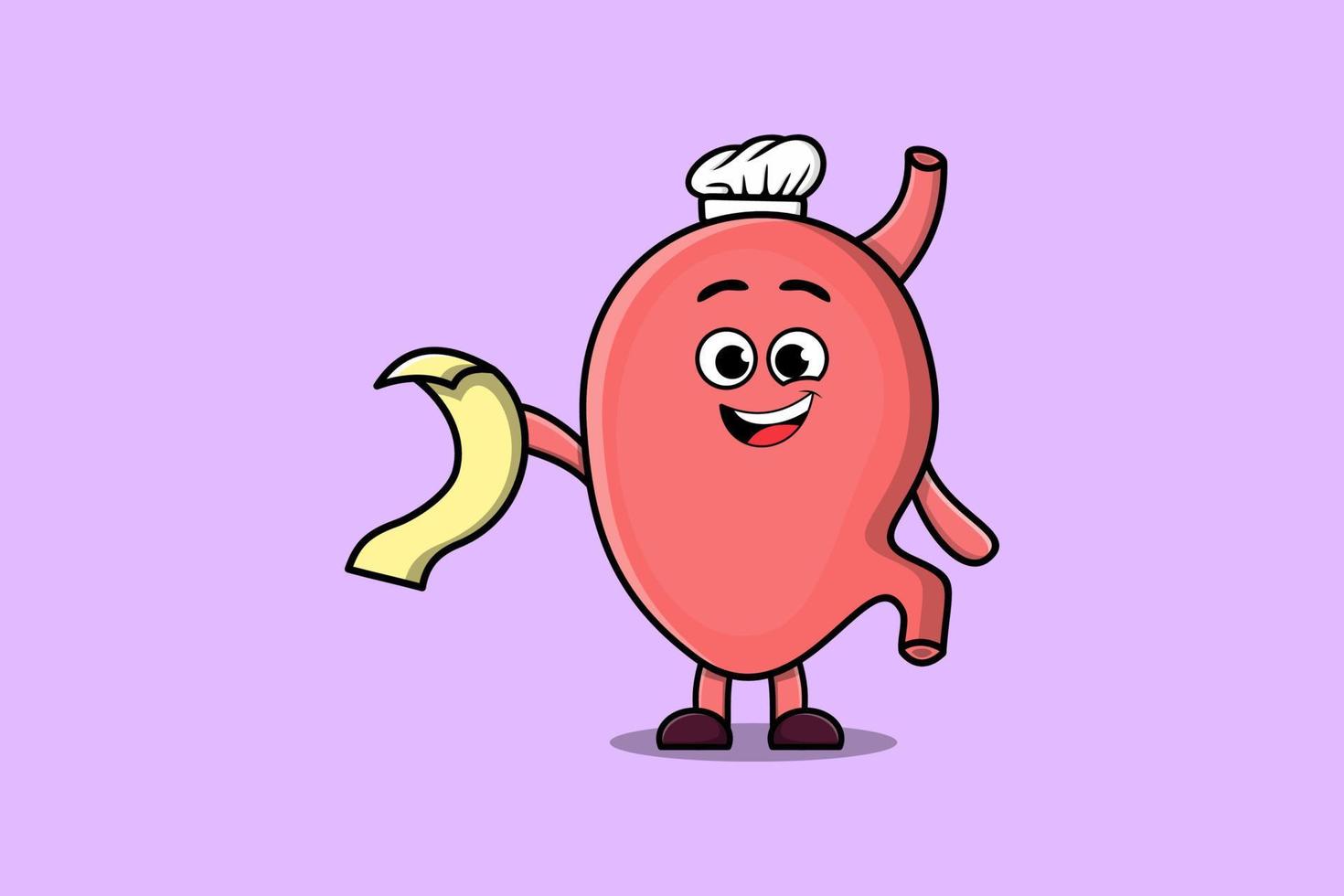 Cute cartoon Stomach chef with menu in hand vector