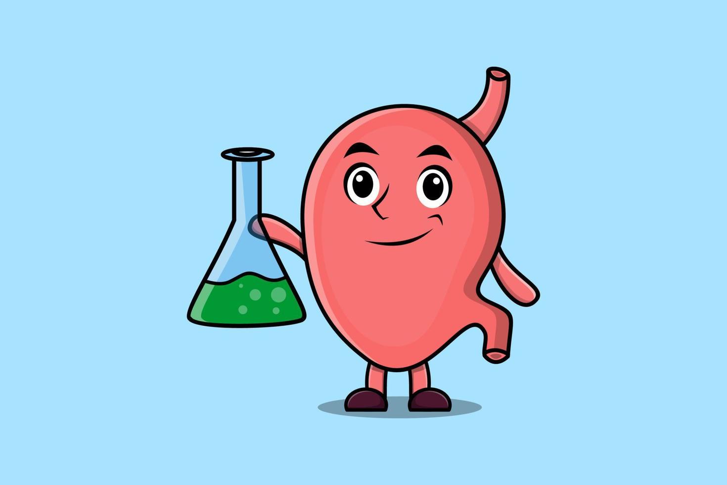 Cute cartoon mascot character Stomach as scientist vector