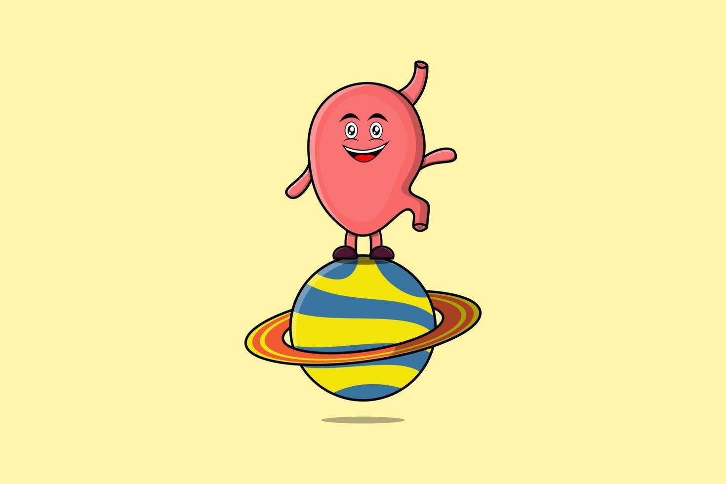 Cute cartoon Stomach character standing in planet vector