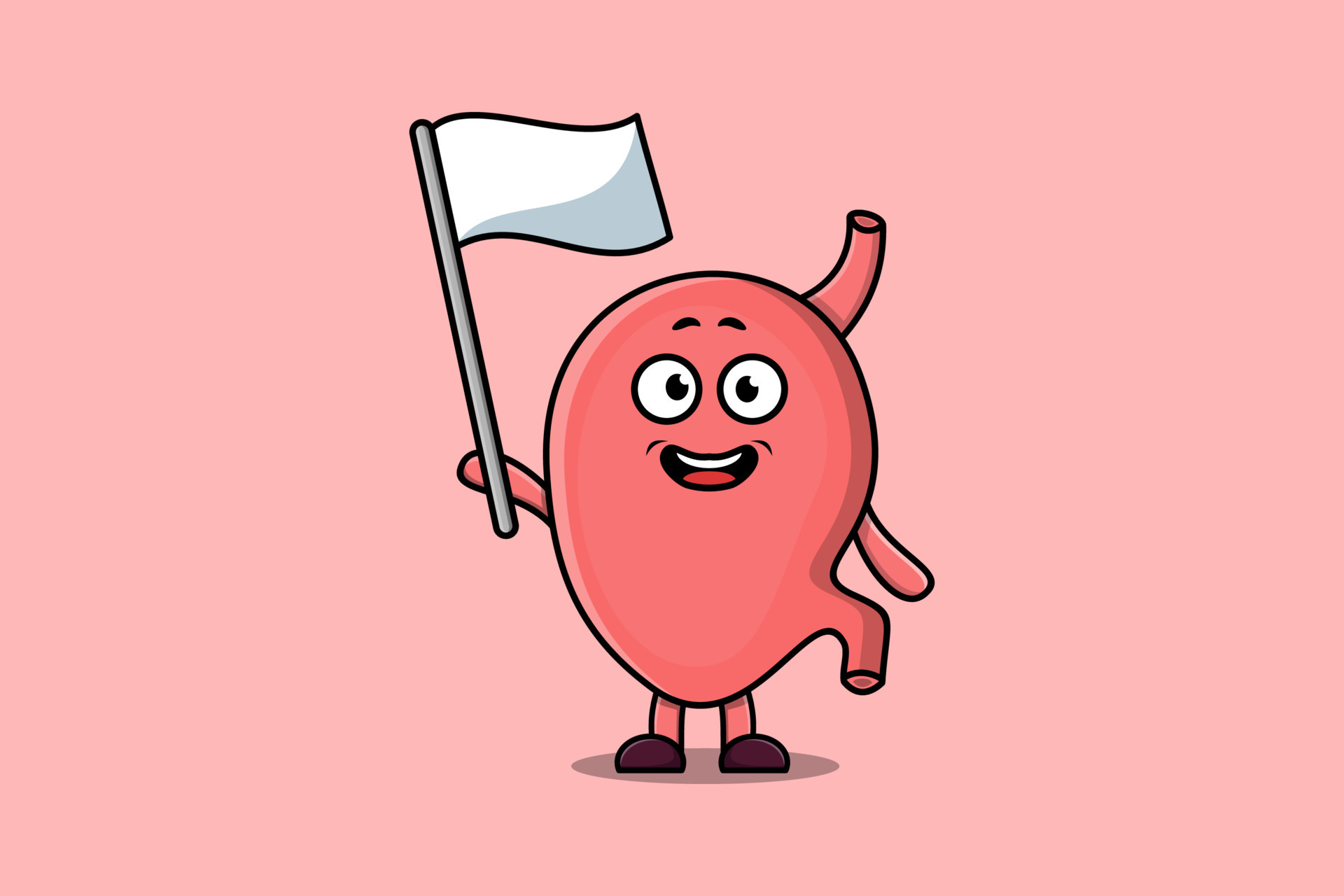 Cute cartoon Stomach character with white flag 13479252 Vector Art at Vecteezy Cute cartoon Stomach character with white flag 13479252 Vector Art at Vecteezy