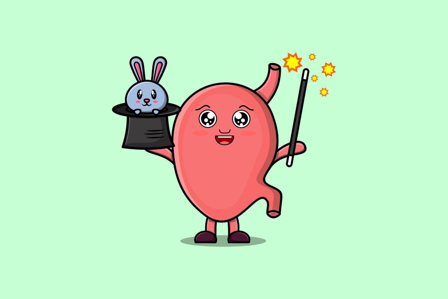 cute cartoon Stomach magician with bunny character vector