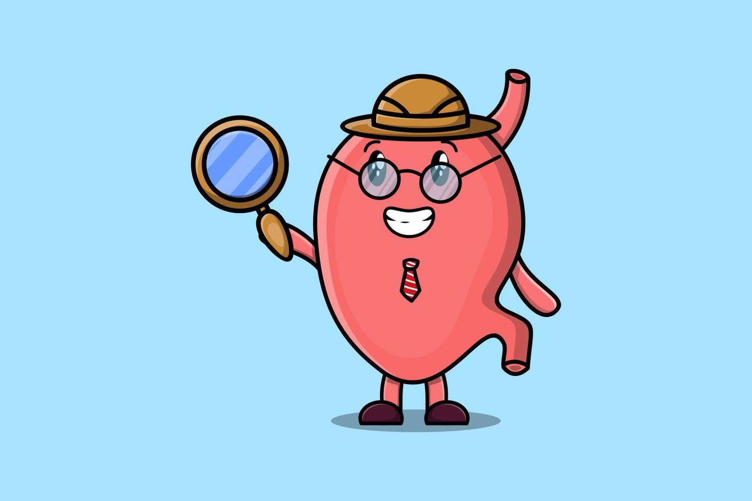 detective de estómago de personaje de dibujos animados lindo vector