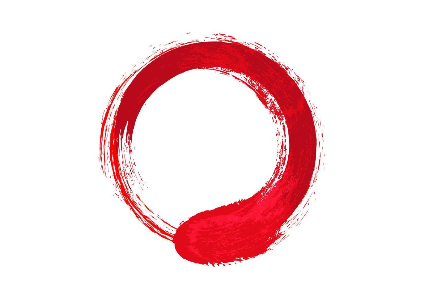 red enso zen circle on white background. Round logo icon in art paint brush style graphic design. Vector illustration isolated