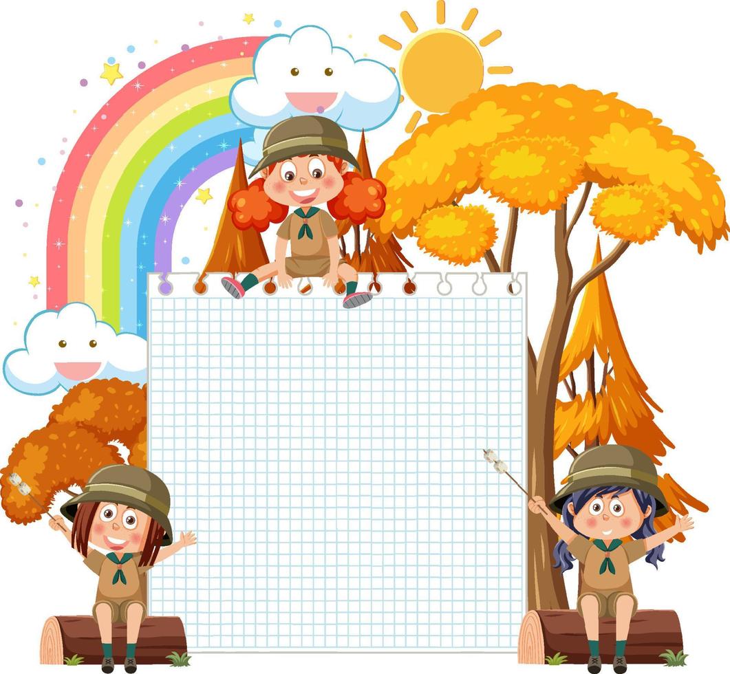 Empty board template with kids vector