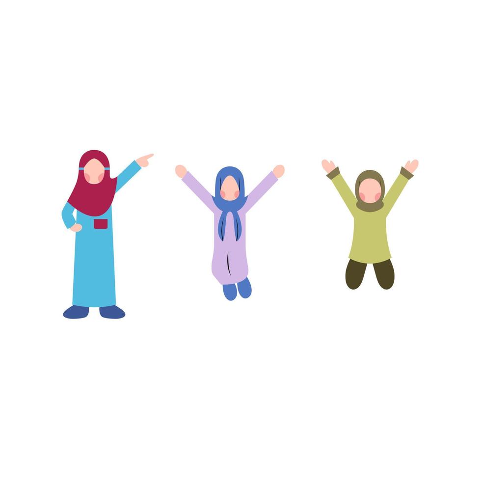 conjunto de personajes de niños hijab vector