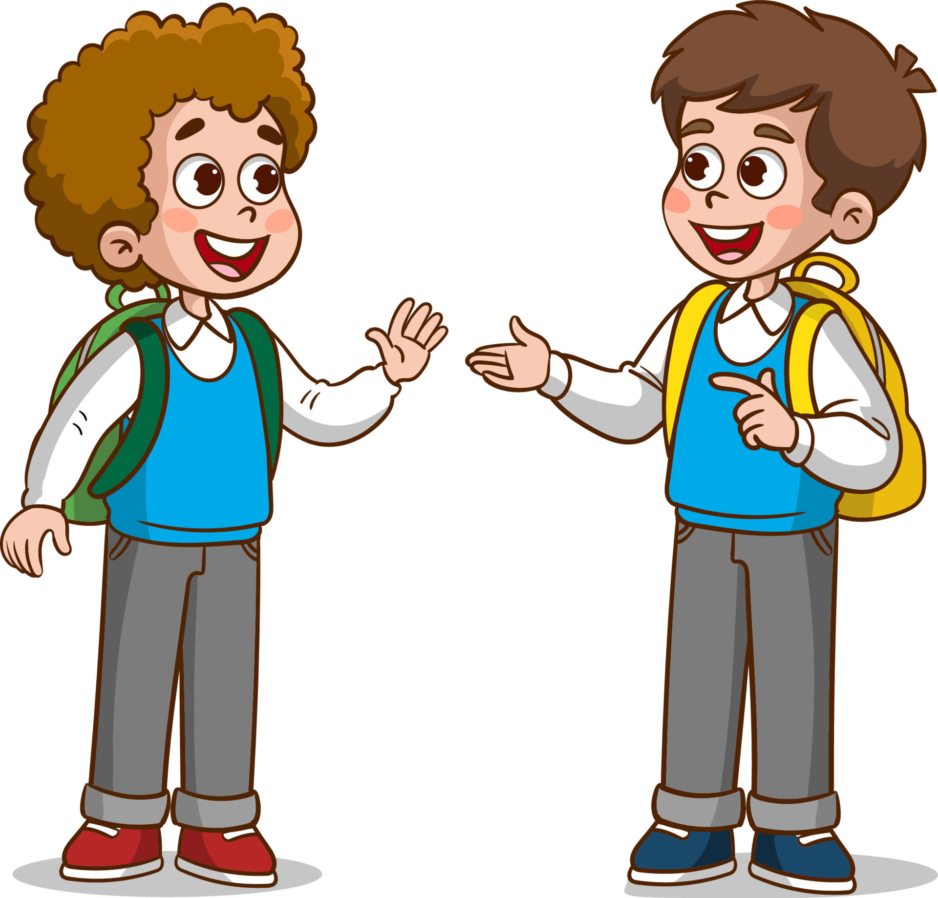 little kid say hello to friend and go to school together 13479810 Vector  Art at Vecteezy