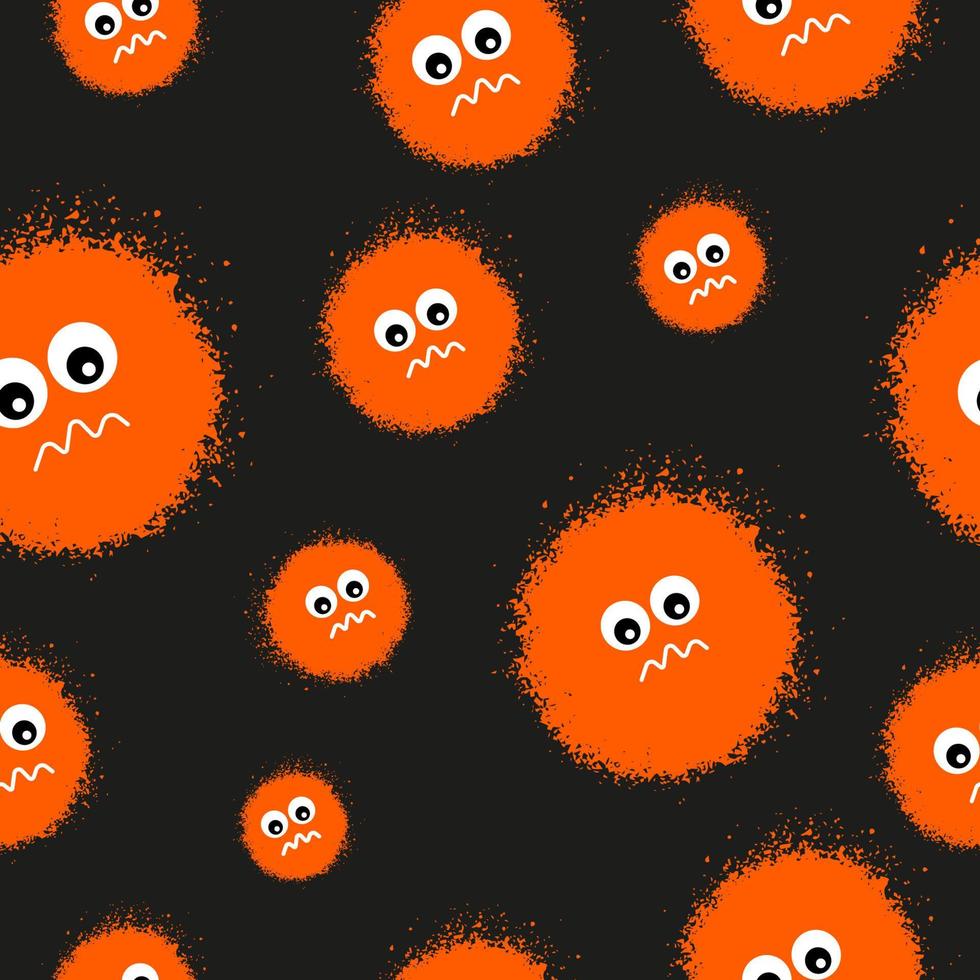 Seamless pattern with spiders and eyes for flyers and postcards. Doodle and street graffiti style. Happy Halloween card. Vector illustration.