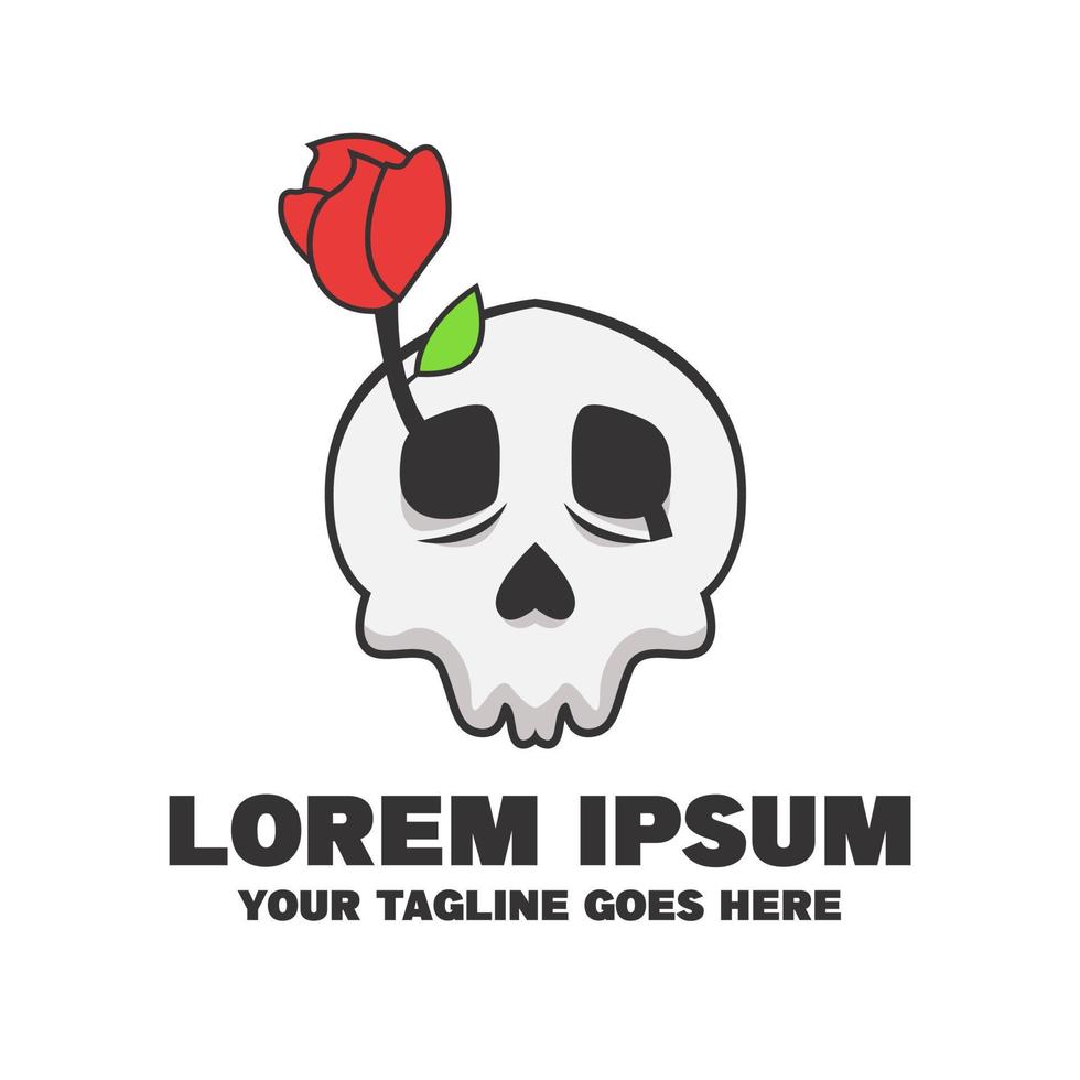 El logotipo de la calavera y la flor es adecuado para el logotipo, la camiseta y otros. eps 10. fácil de editar vector