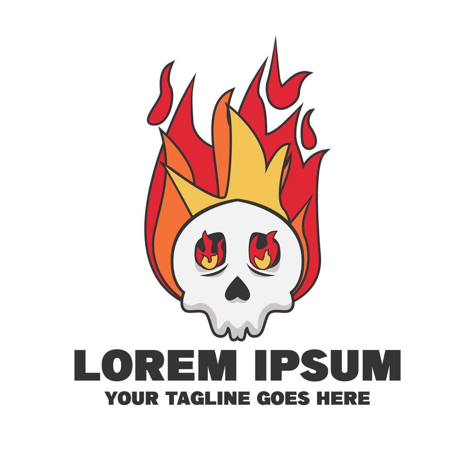 El logotipo de calavera de fuego es adecuado para logotipos, emblemas, camisetas y otros. eps 10. fácil de editar vector