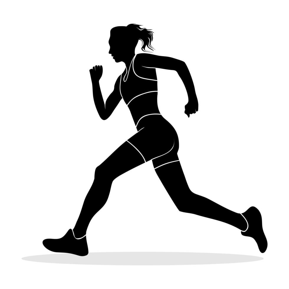 Silhouette of running girl. Vector silhouette illustration