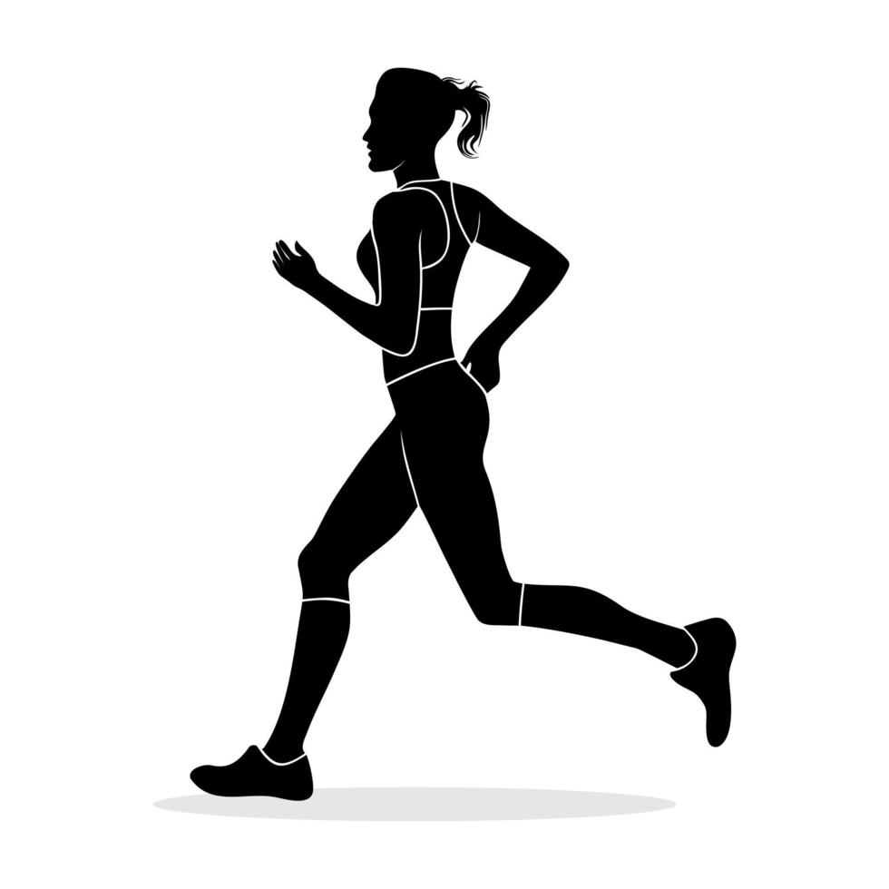 silueta de una mujer corriendo aislada en un fondo blanco. ilustración vectorial vector