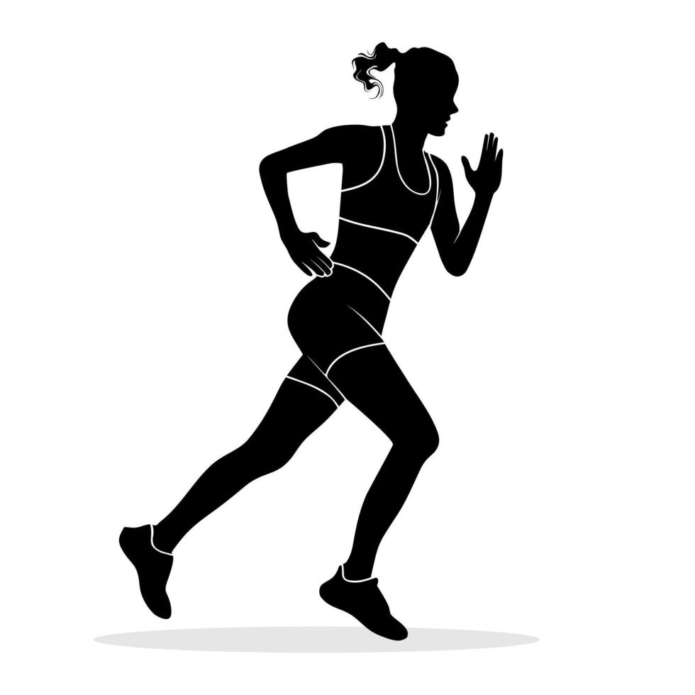 silueta de atleta femenina corriendo. ilustración de silueta vectorial vector