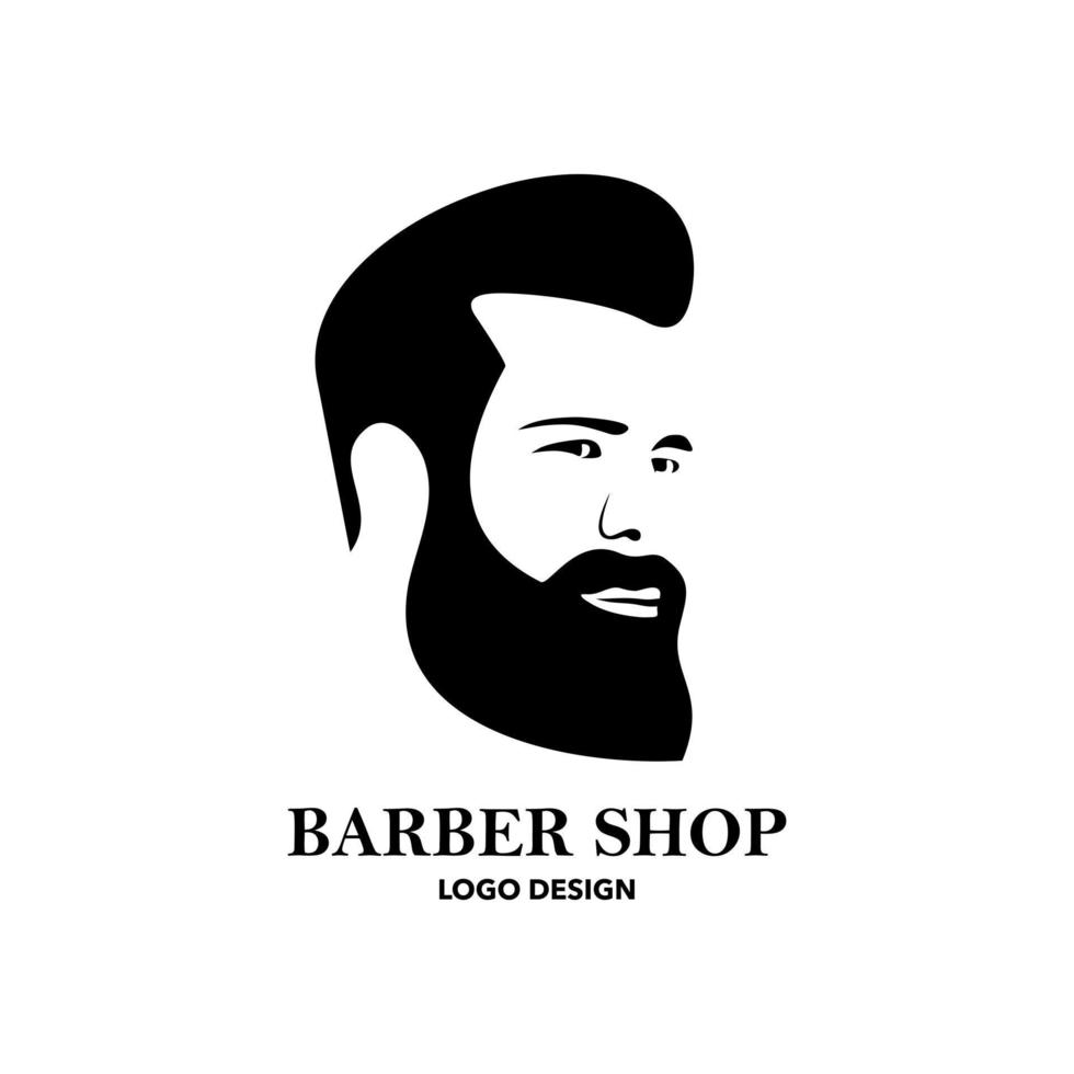 Bearded man face for barber shop logo. Vector illustration