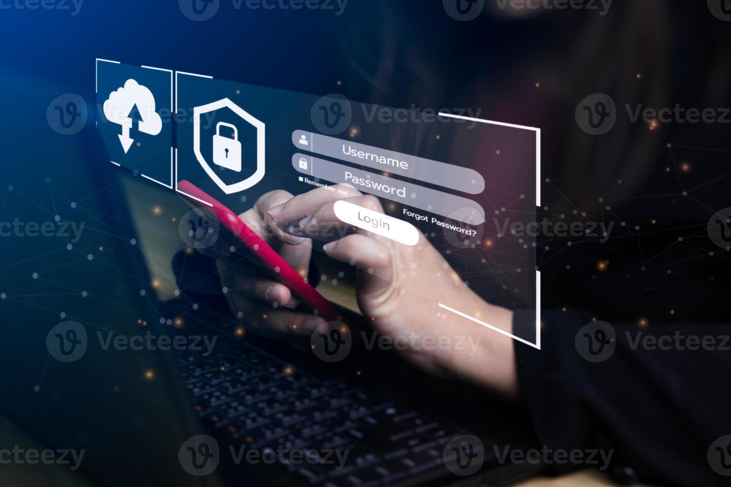 login and password cyber security concept Data protection and secure internet access cyber security. secure access to users personal information security and encryption photo