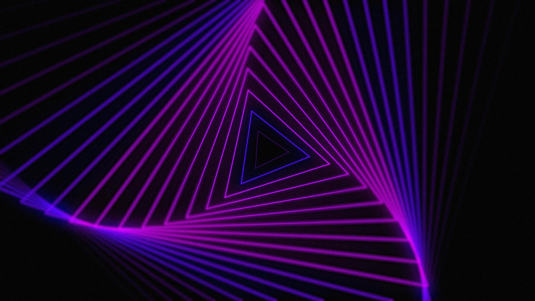 efecto de ilustración de luz abstracta de neón triangular, bucle de espacio de energía infinito formas de movimiento mágico láser, arte moderno eléctrico de onda de brillo, curva futurista gráfico noche de remolino de rayos infinitos foto