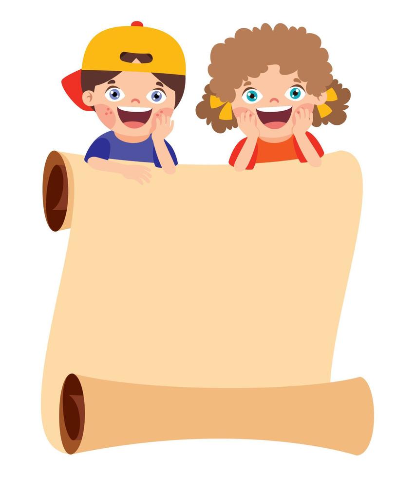 Cartoon Kids With Blank Banner vector