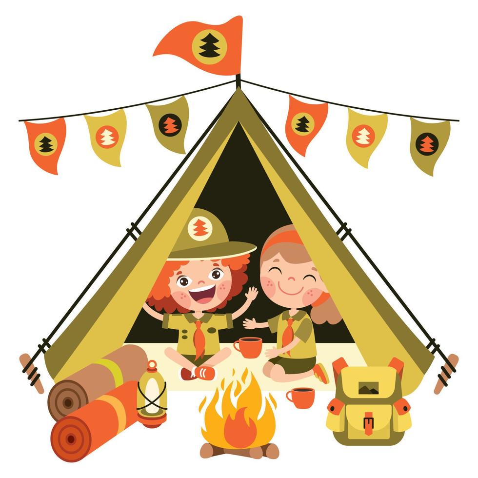 Cartoon Illustration Of Little Scouts vector