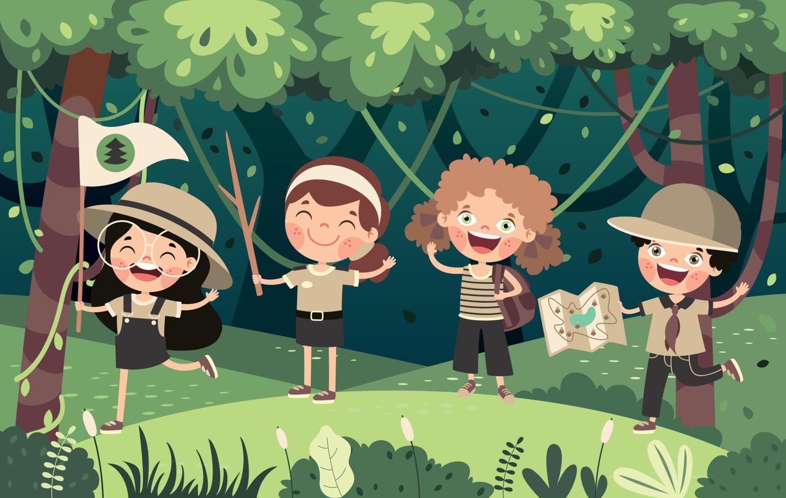 Cartoon Illustration Of Little Scouts vector