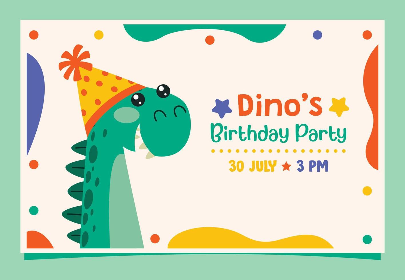 tarjeta de cumpleaños con personaje de dinosaurio vector