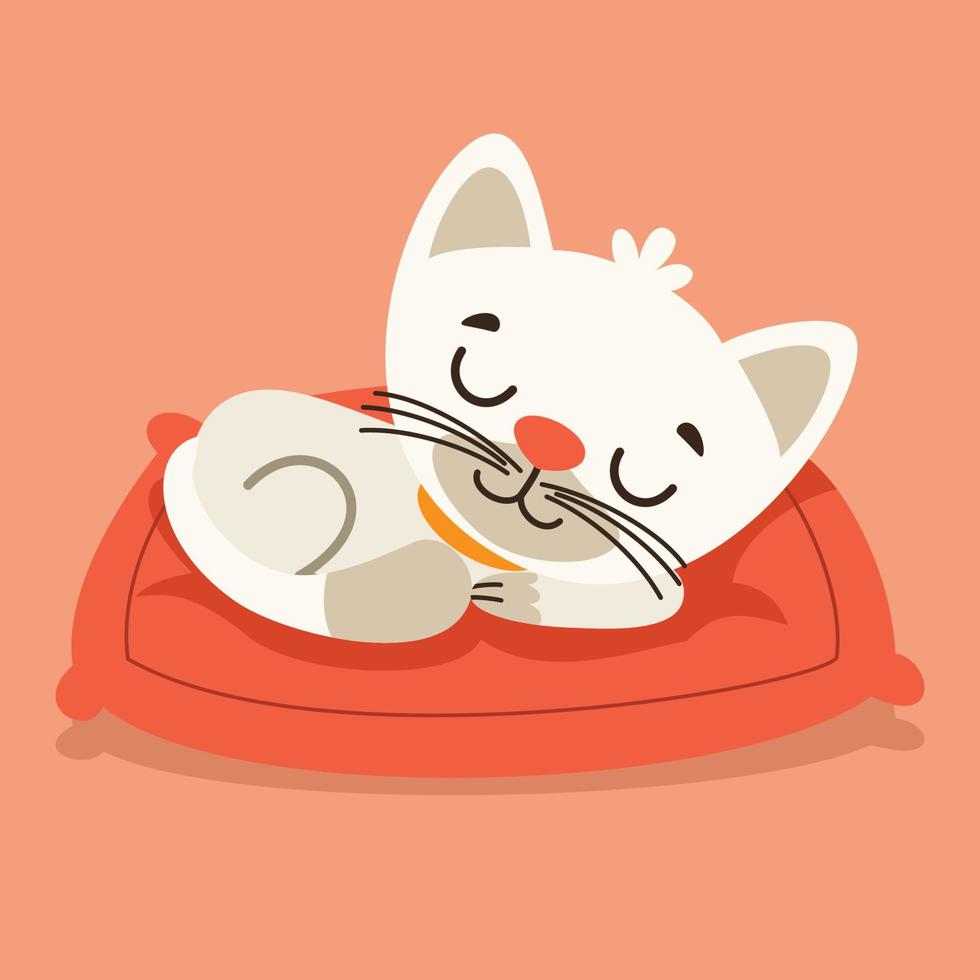 caricatura, dibujo, de, un, gato, sueño vector