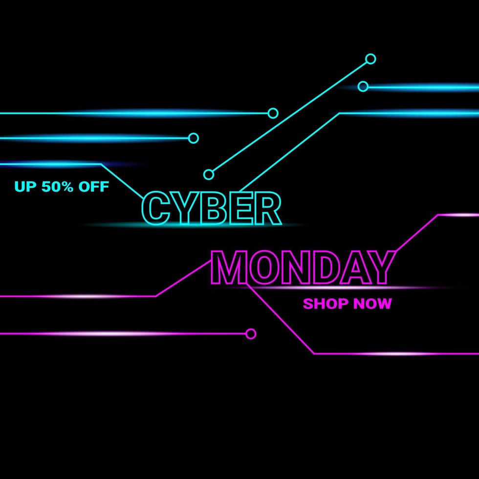 Cyber Monday sale digital circuit background banner template for business promotion vector