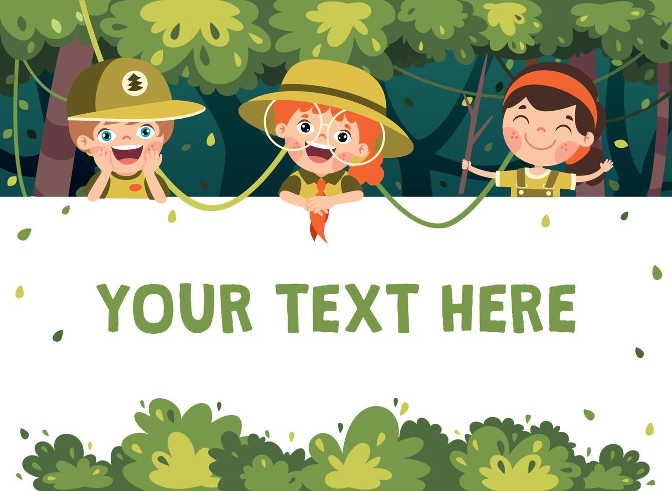 Cartoon Scouts With White Frame vector