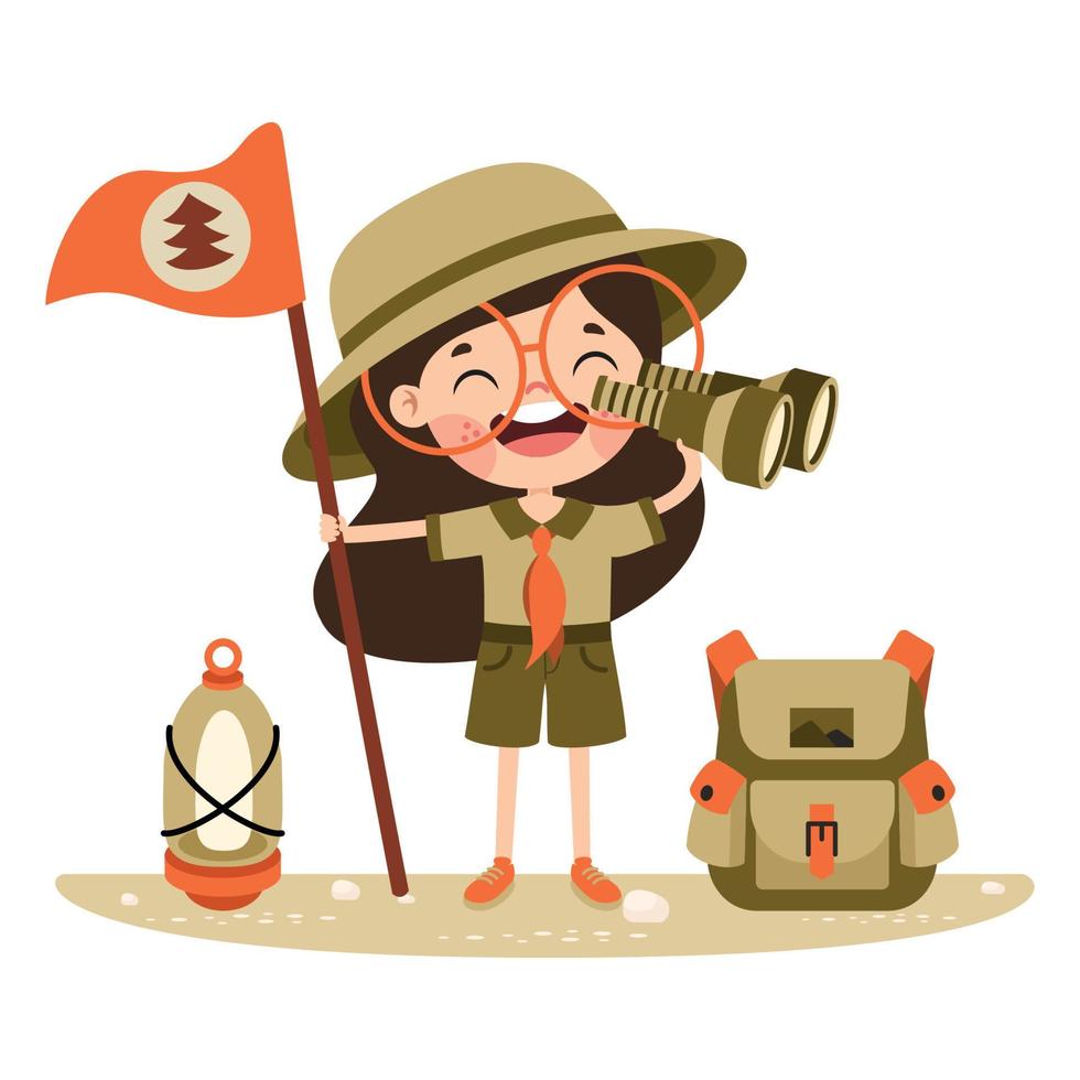 Cartoon Illustration Of Little Scout vector