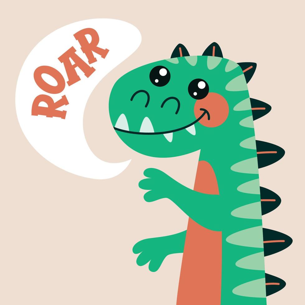 Cartoon Drawing Of A Dinosaur vector