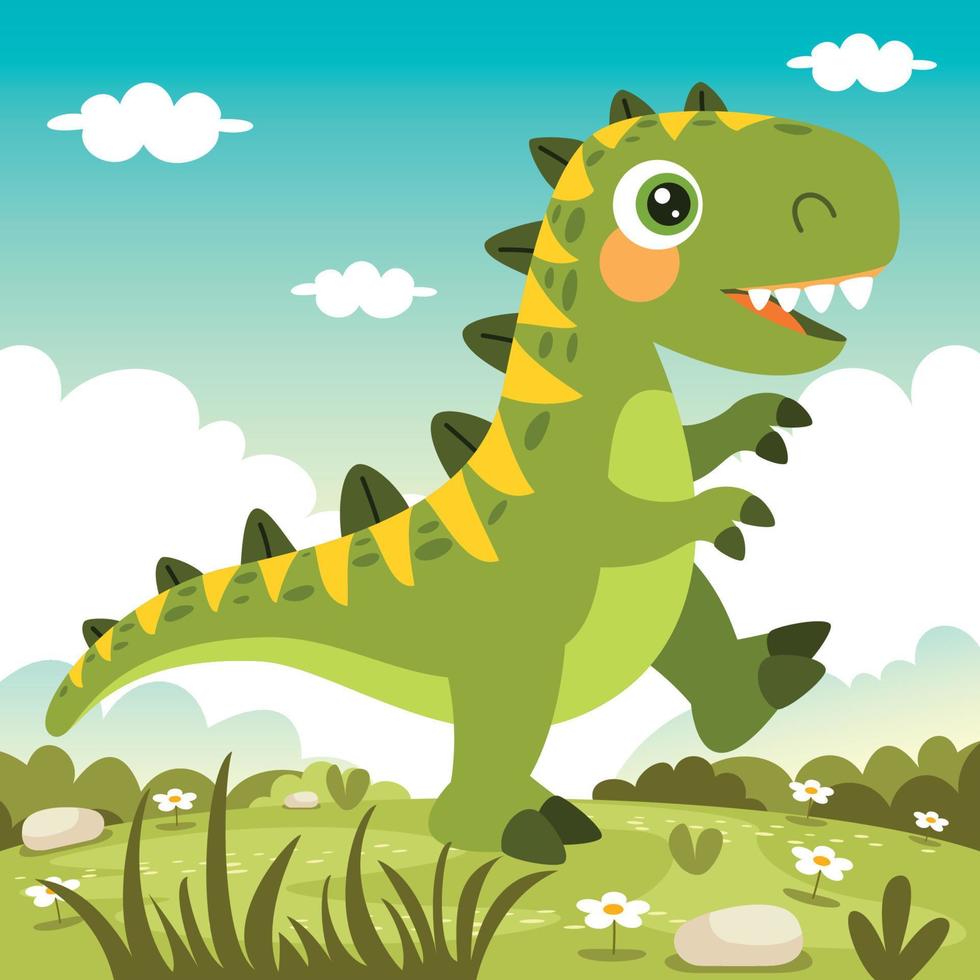 Cartoon Drawing Of A Dinosaur vector