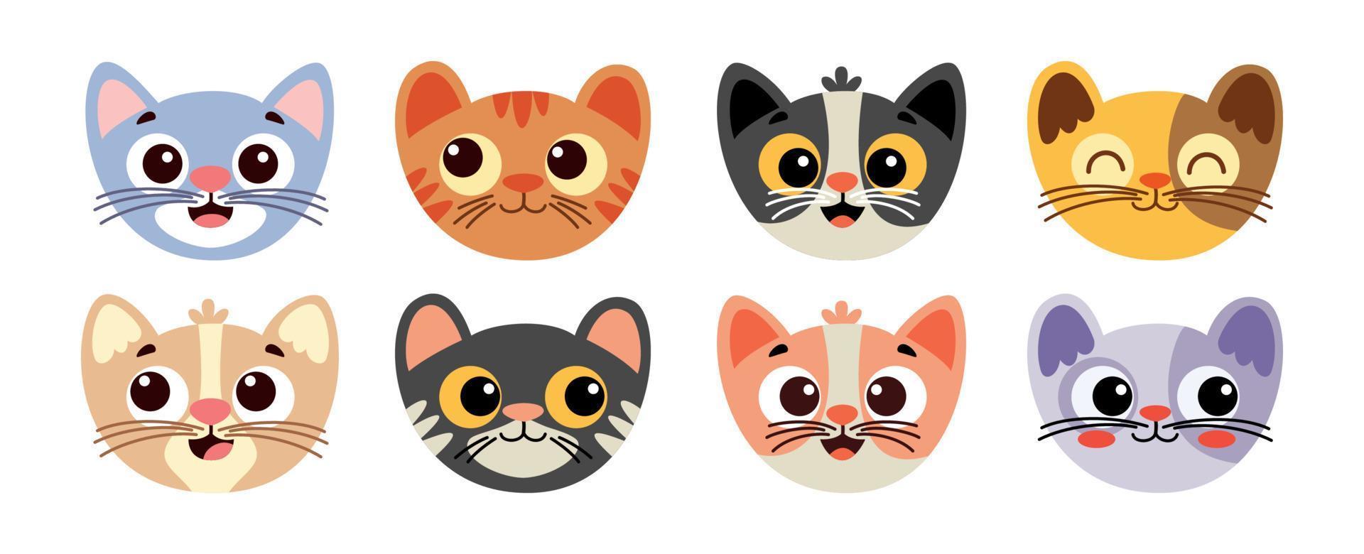 Cartoon Drawing Of Cat Heads vector