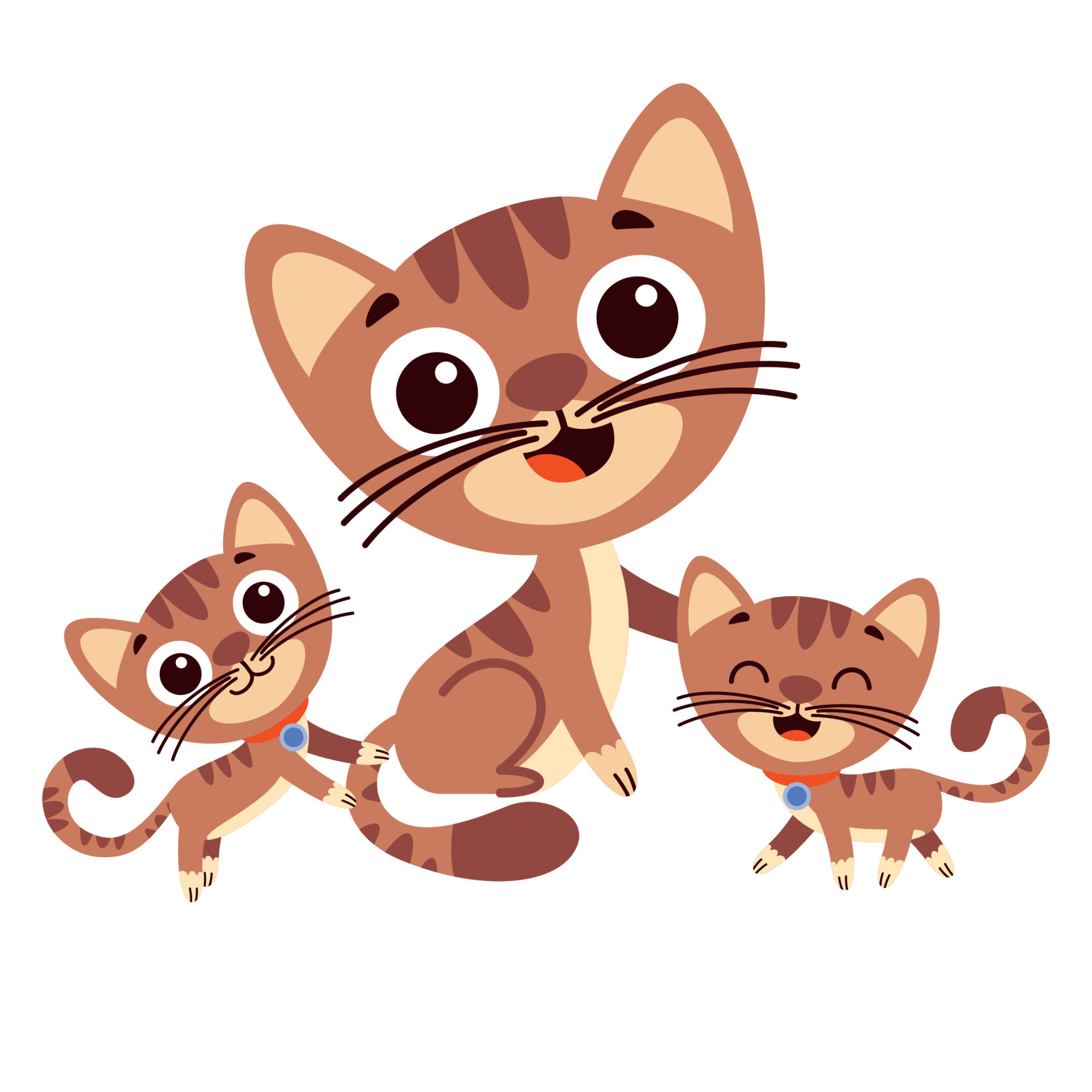 Cartoon Drawing Of Mother And Baby Cats 13480617 Vector Art at Vecteezy
