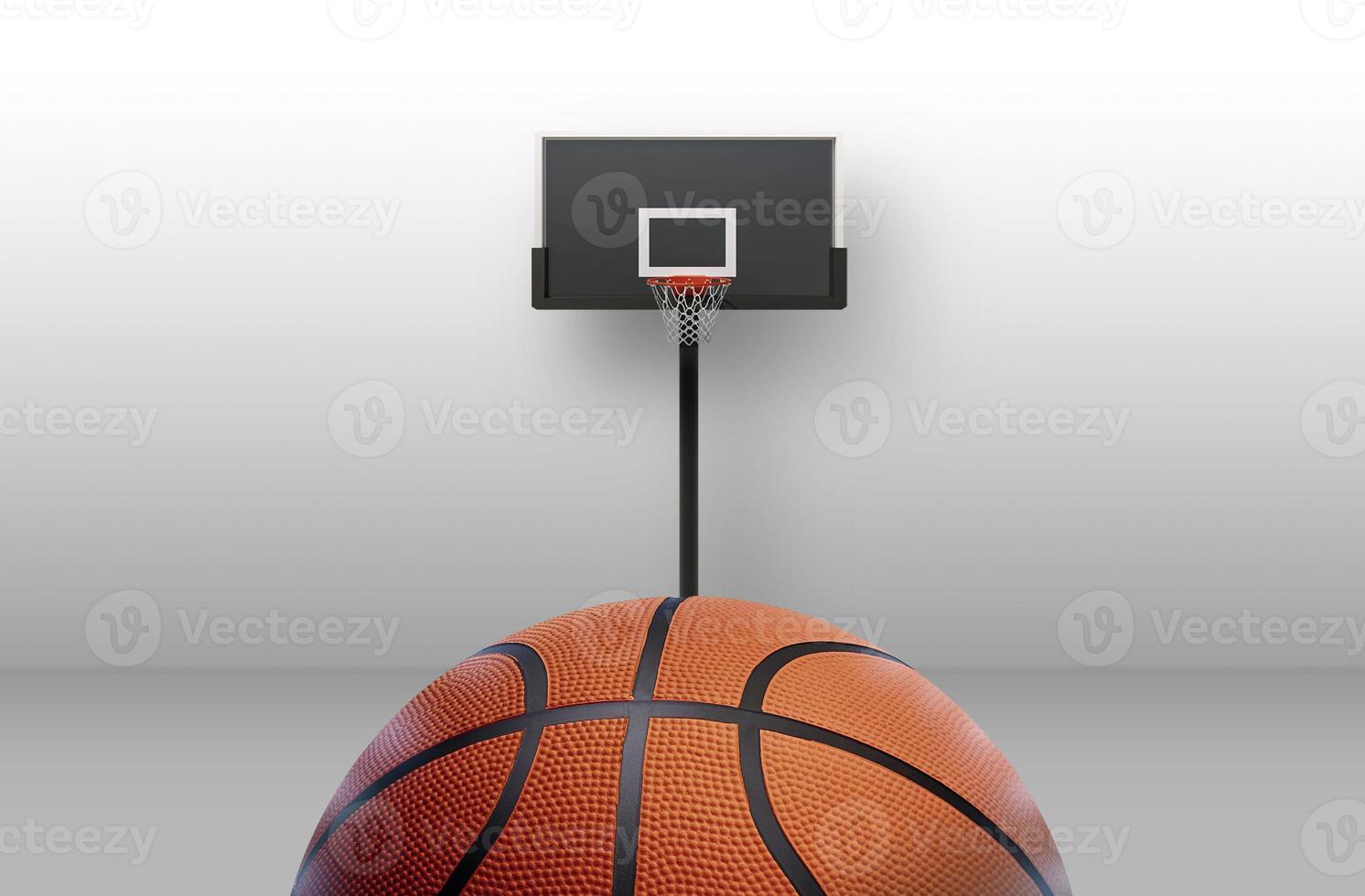 indoor basketball court with basketball ball. 3d render photo
