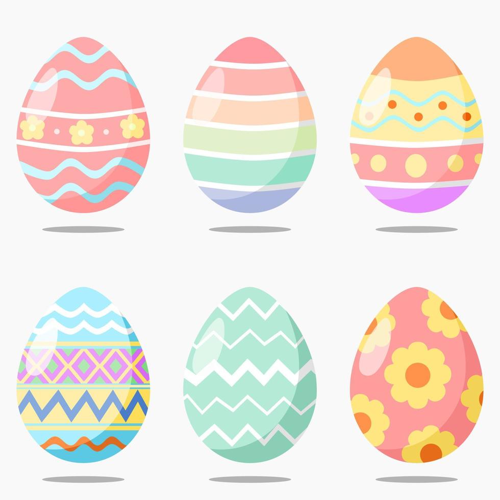 conjunto de ilustraciones vectoriales de coloridos huevos de Pascua decorados. huevo de Pascua aislado sobre fondo gris. vector