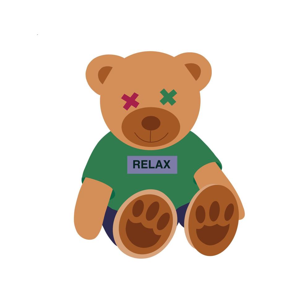 Cool teddy bear flat illustration vector