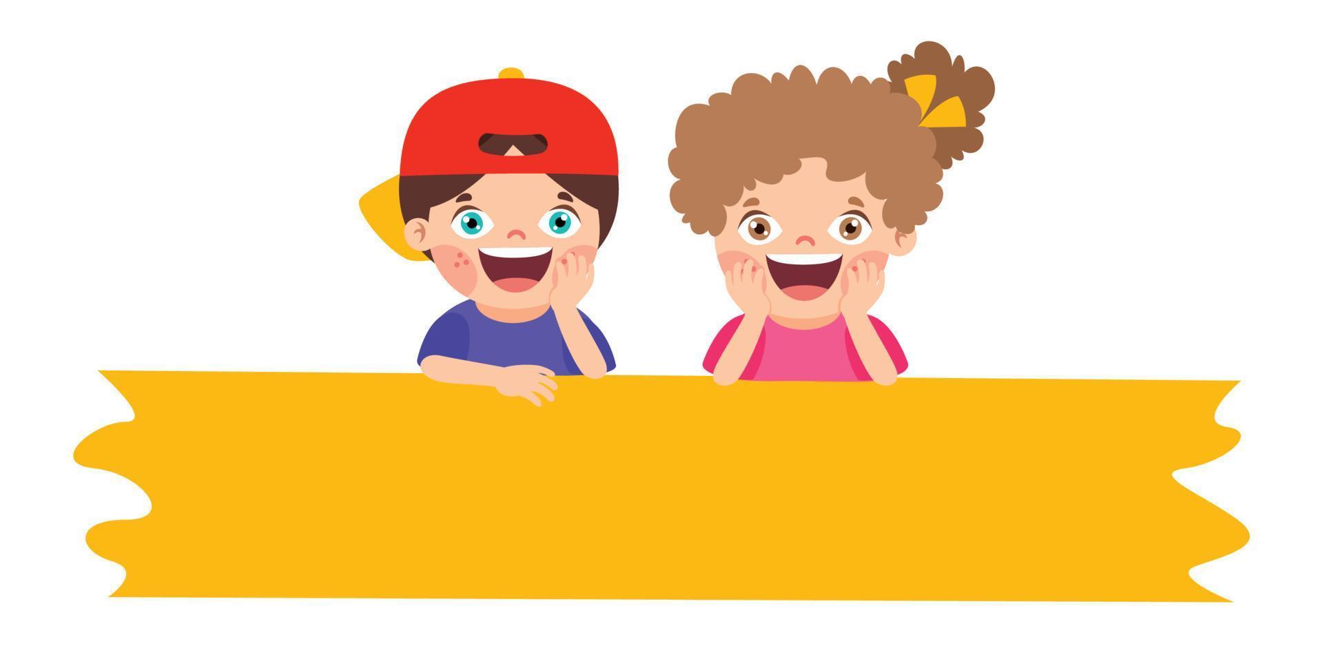 Cartoon Kids With Blank Banner vector