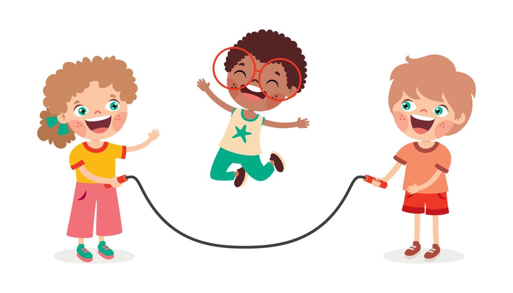 Cartoon Kids Playing Jumping Rope vector
