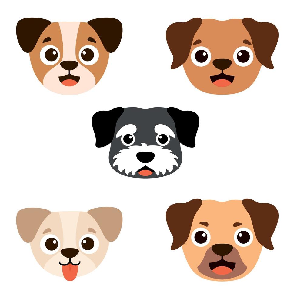 Cartoon Drawing Of Dog Heads vector