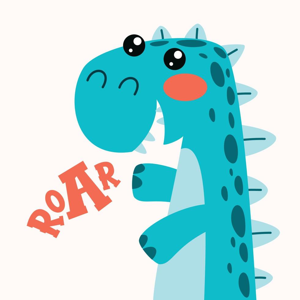 Cartoon Drawing Of A Dinosaur vector