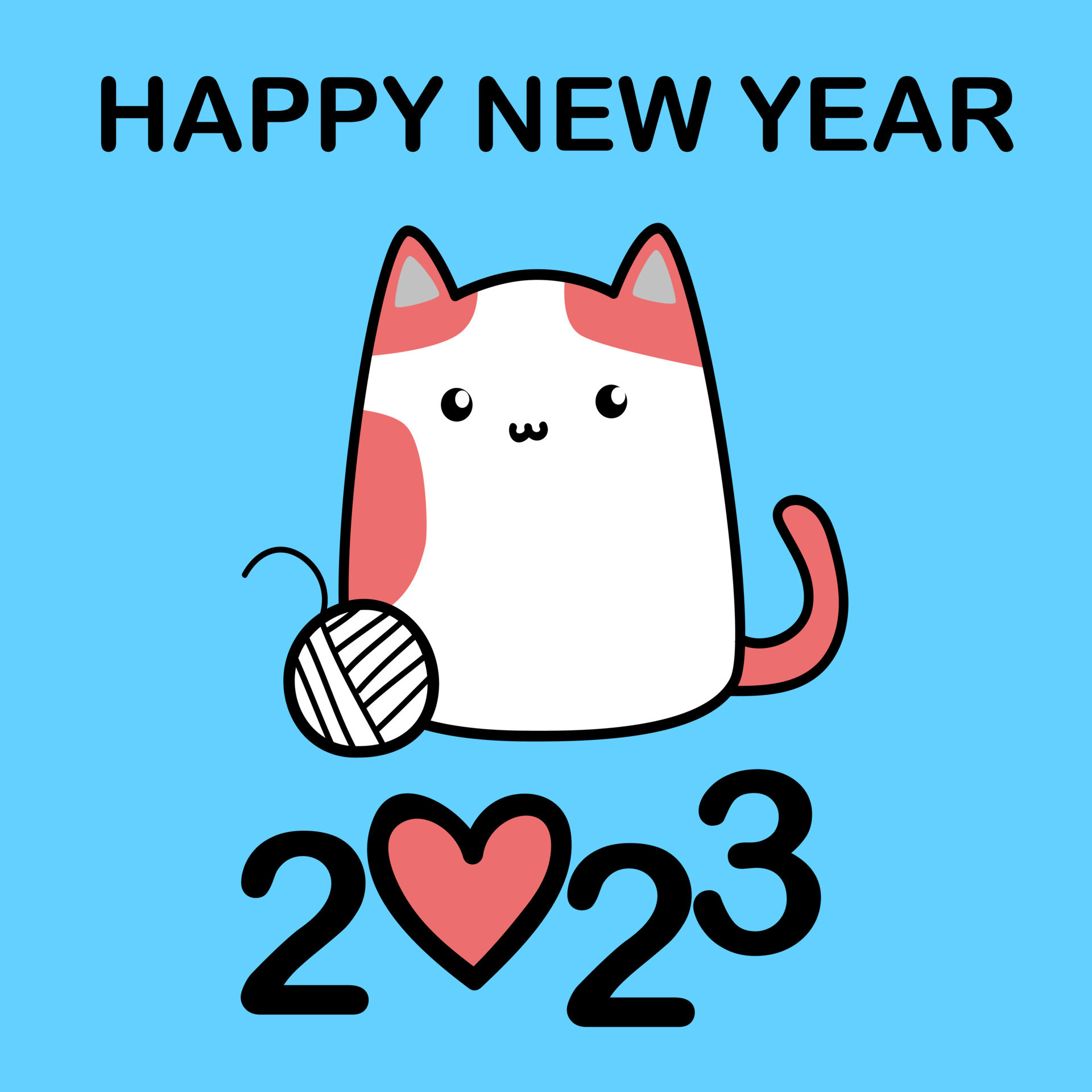Happy New Year Cartoon Images 2023 Kitten Free Vector Illustration 13480866  Vector Art at Vecteezy