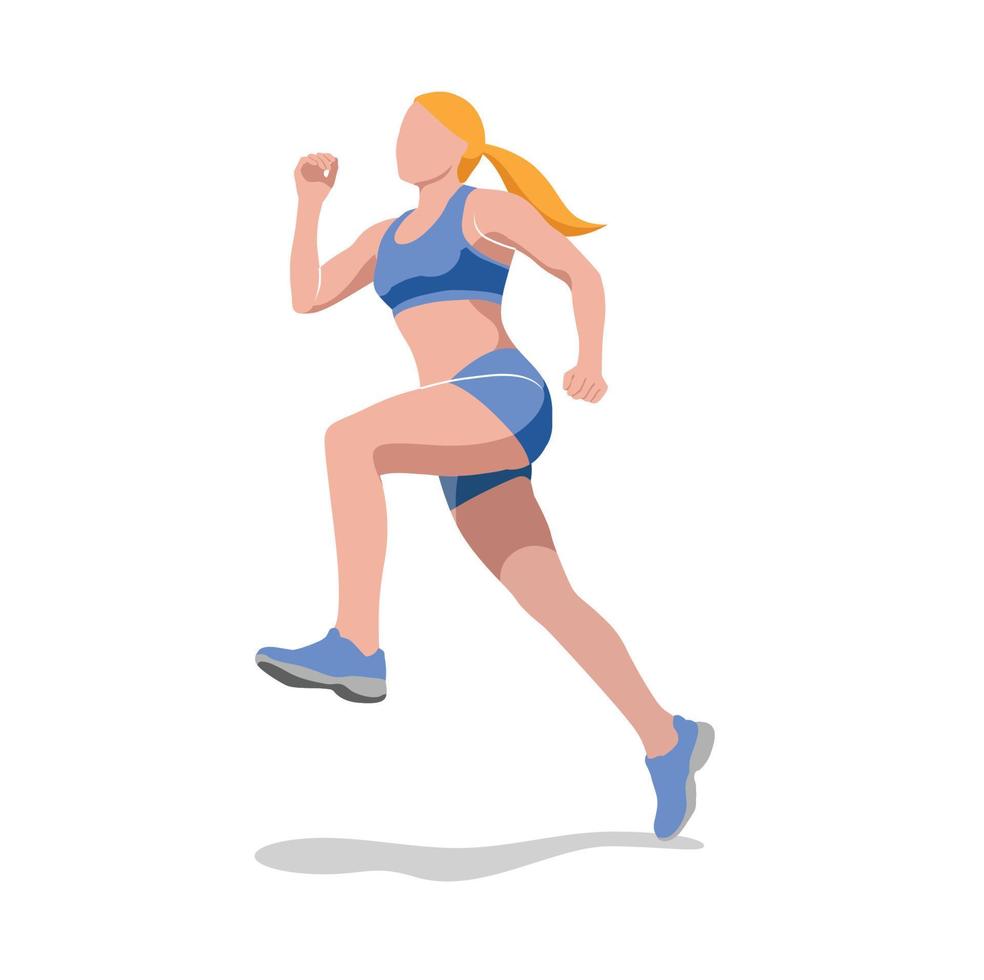 mujer deportiva mujer corriendo entrenamiento en ilustración vectorial plana vector