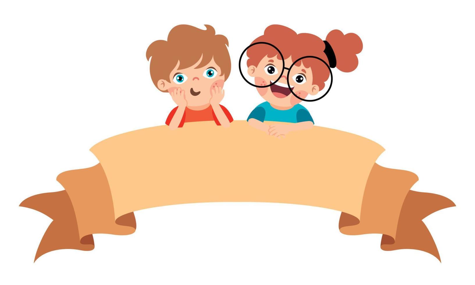 Cartoon Kids With Blank Banner vector