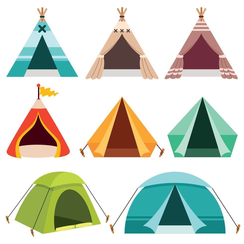 Set Of Various Colorful Tents vector