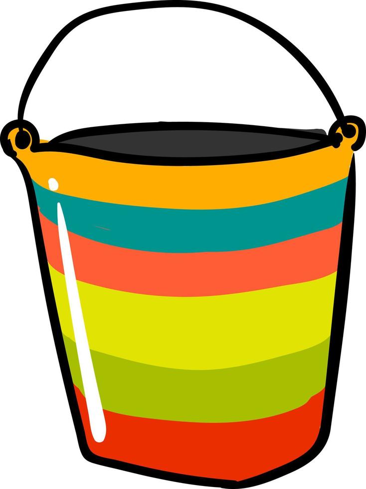 Multicolor bucket, illustration, vector on white background.