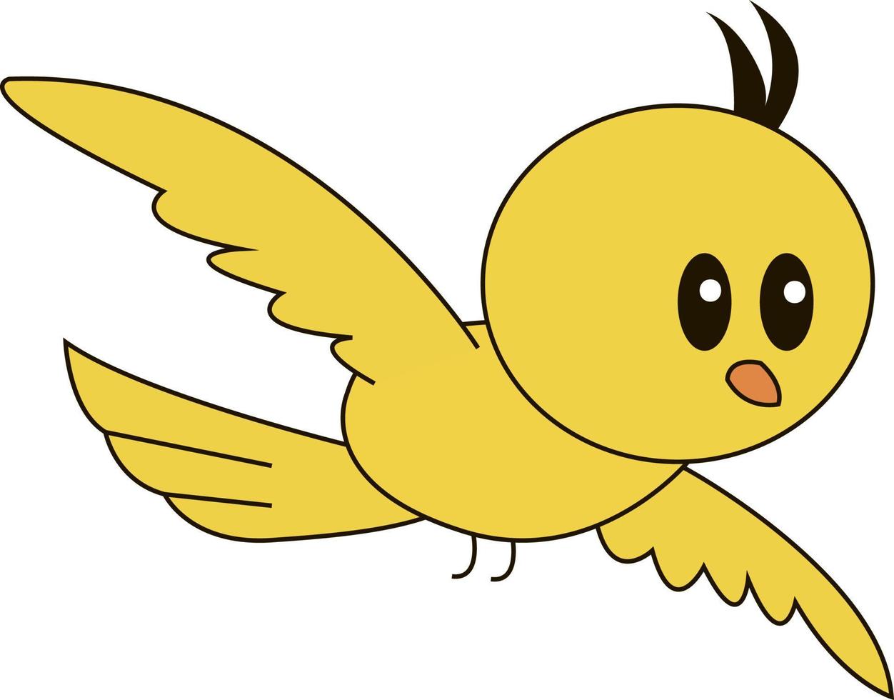 pájaro amarillo volando, ilustración, vector sobre fondo blanco.