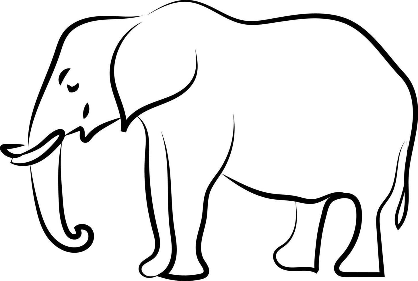 boceto de elefante, ilustración, vector sobre fondo blanco.
