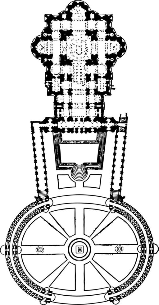 Plan of St Peter at Rome 1546 - 1564 vintage engraving. vector