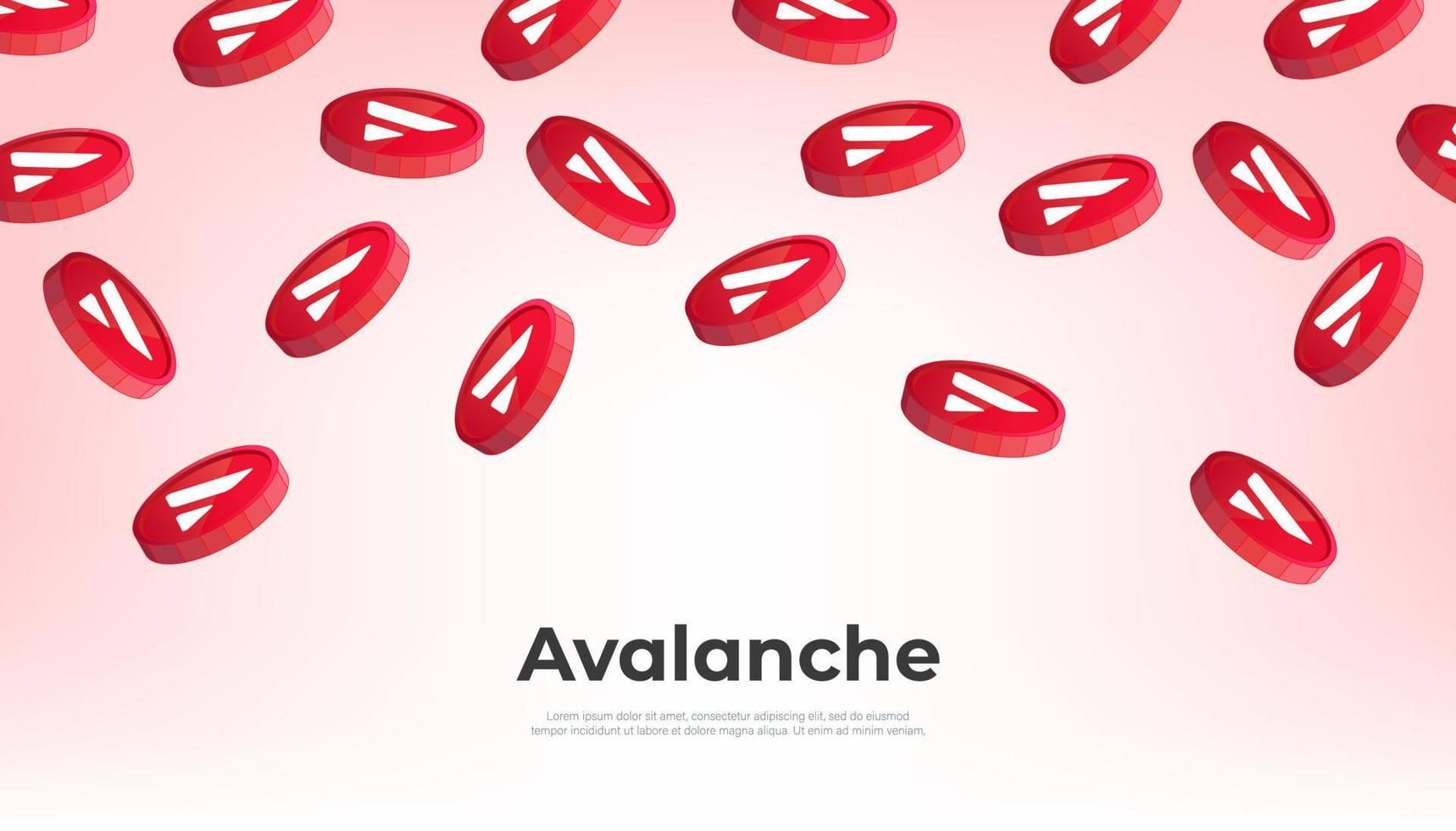 Avalanche coin falling from the sky. AVAX cryptocurrency concept banner background. vector