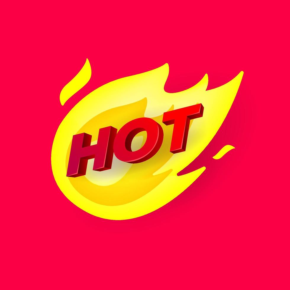 Hot fire sign, promotion fire banner, price tag, hot sale, offer, price. vector