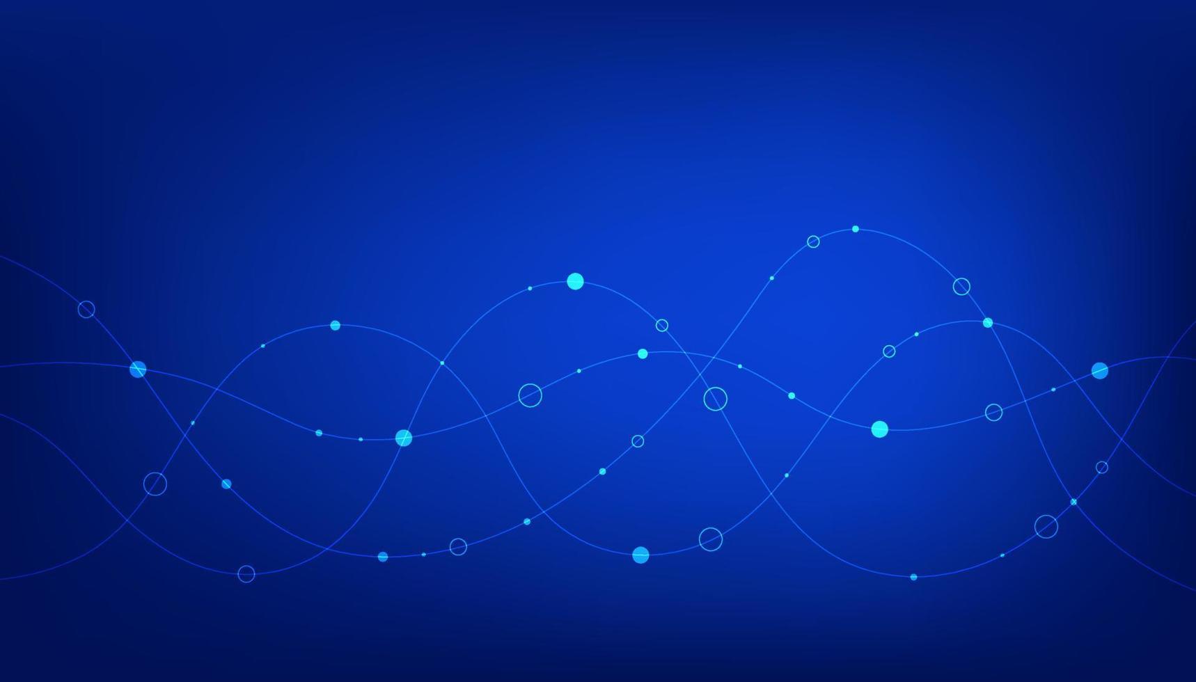 Abstract lines and dots digital background poster with dynamic wave. Network technology banner. Vector
